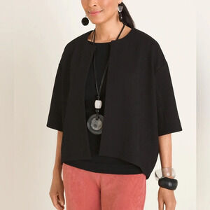 NWT Chico’s Travelers Collection Crinkle Jacket Black (Chico’s Size 2) 12/14